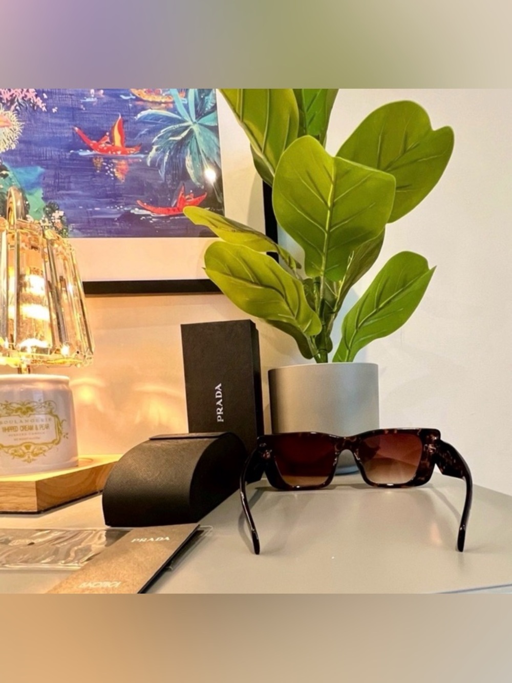 PRADA Sunglasses Honey Havana Tortoise Large Geometric Symbole Acetate PR 08YS - Picture 12 of 12